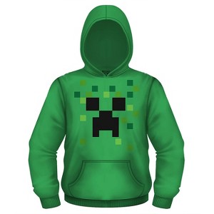 Boys Minecraft Video Game Hoodie - Black and Green Creeper Face - Official Minecraft Costume Hoodie Sweatshirt (Green Creeper, X-Small) - 1 of 4