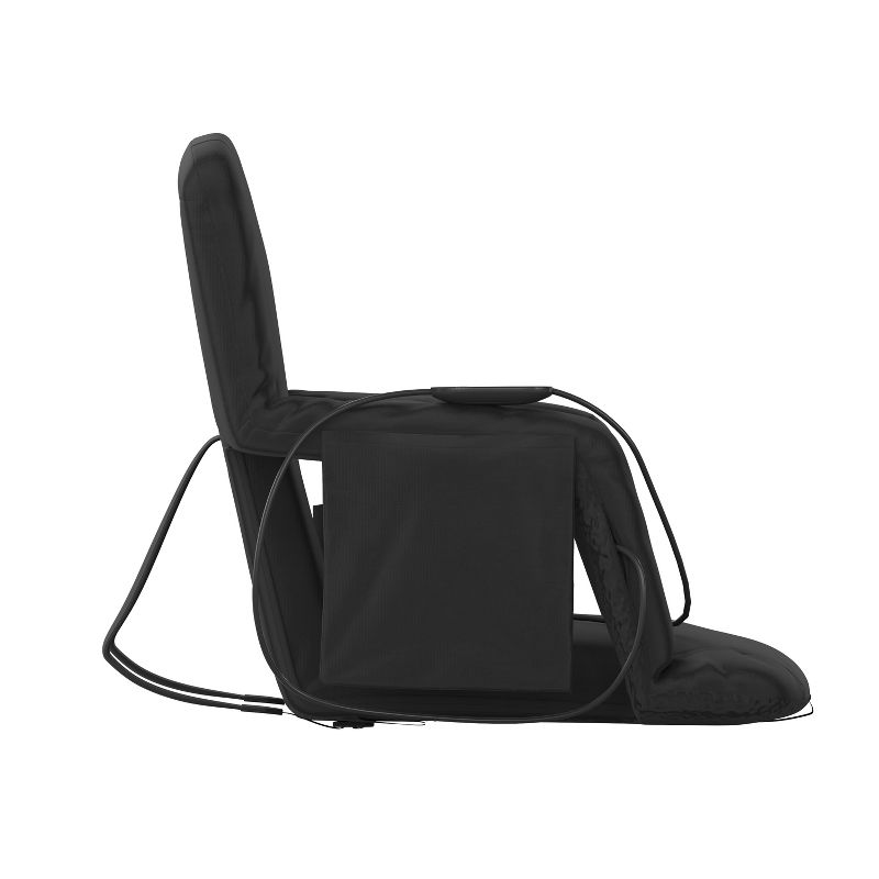 Emma and Oliver Extra Wide Foldable Reclining Heated Stadium Chair with Backpack Straps - Black, 4 of 15