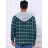 INSPIRE CHIC Men's Fleece Lining Drawstring Hooded Plaid Shirt Jacket - 3 of 4