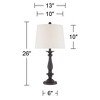 Regency Hill Rustic Traditional Table Lamps 26" High Set of 2 Dark Bronze Metal Candlestick White Drum Shade for Bedroom Living Room House Bedside - 4 of 4