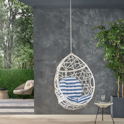 PAGED Outdoor Swing Modern Hanging Egg Chair with Water-resistant Cushions and Woven Finish for Backyard, Garden