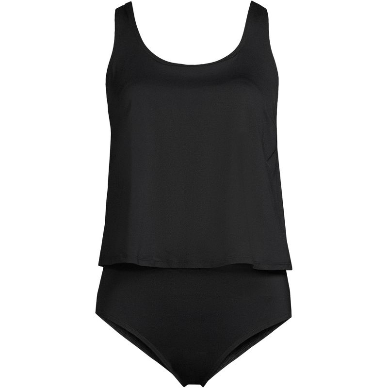 Lands' End Lands' End Women's DD-Cup Chlorine Resistant One Piece Scoop Neck Fauxkini Swimsuit, 3 of 6