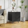 Modern Night Stand with 2 Drawers and Circular Handles - Steel Bedside Table Cabinet for Living Room, Bedroom, and Study Room - 4 of 4