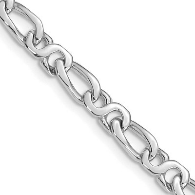 Black Bow Jewelry 4.75mm 14K White Gold Modified Figaro Chain Bracelet