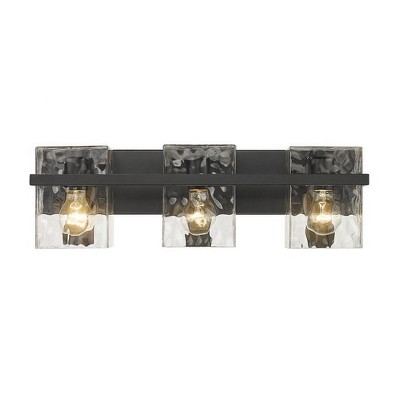 Matte Black 3-Light Vanity with Clear Glass Shades