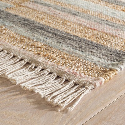 Handwoven Multicolor Wool and Cotton Striped Rug 2' x 3'