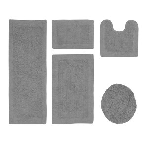 Edge Bath Rug 100% Premium Cotton Ultra-Soft Water Absorbent Tufted Solid Reversible 5 Piece Bathroom Rug Set for Machine Washable Bathmat - 1 of 4