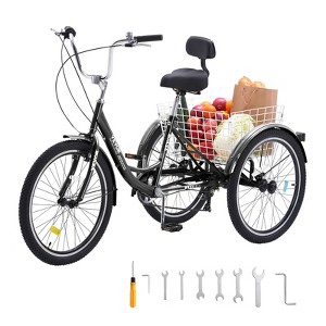 VEVOR Adult Tricycles Bike, 7 Speed Adult Trikes, 20 Inch Three-Wheeled Bicycles, Carbon Steel Cruiser Bike with Basket and Adjustable Seat - 1 of 4