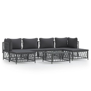 vidaXL 7-Piece Outdoor Lounge Set - Anthracite Modern Patio Furniture with Steel Frame, Woven Fabric, Thick Cushions, and Modular Design - 1 of 4