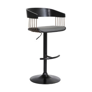 HomeRoots Gray and Black Faux Leather with Metal Swivel Adjustable Height Bar Chair - 1 of 4