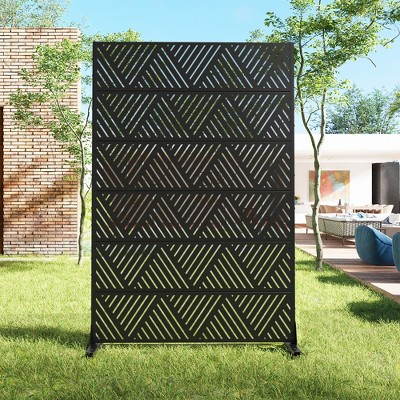 Lirago 72 in. Galvanized Metal Outdoor Privacy Screens Garden Outdoor Fence Black
