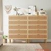 Rattan 5 Drawer Dresser for Bedroom, Chest of Drawers with Deep Drawers, Large Double Dresser for Closet with Wide Top, Tall Wooden Dresser - 4 of 4