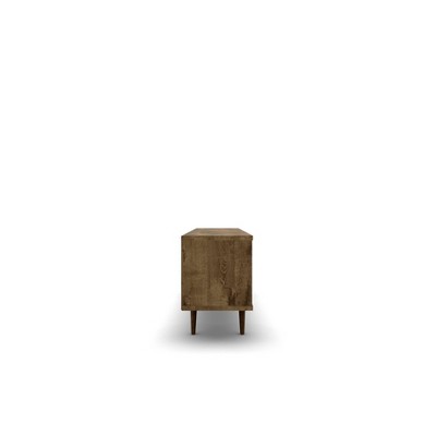 Rustic Brown Mid-Century Modern TV Stand with Concealed Storage