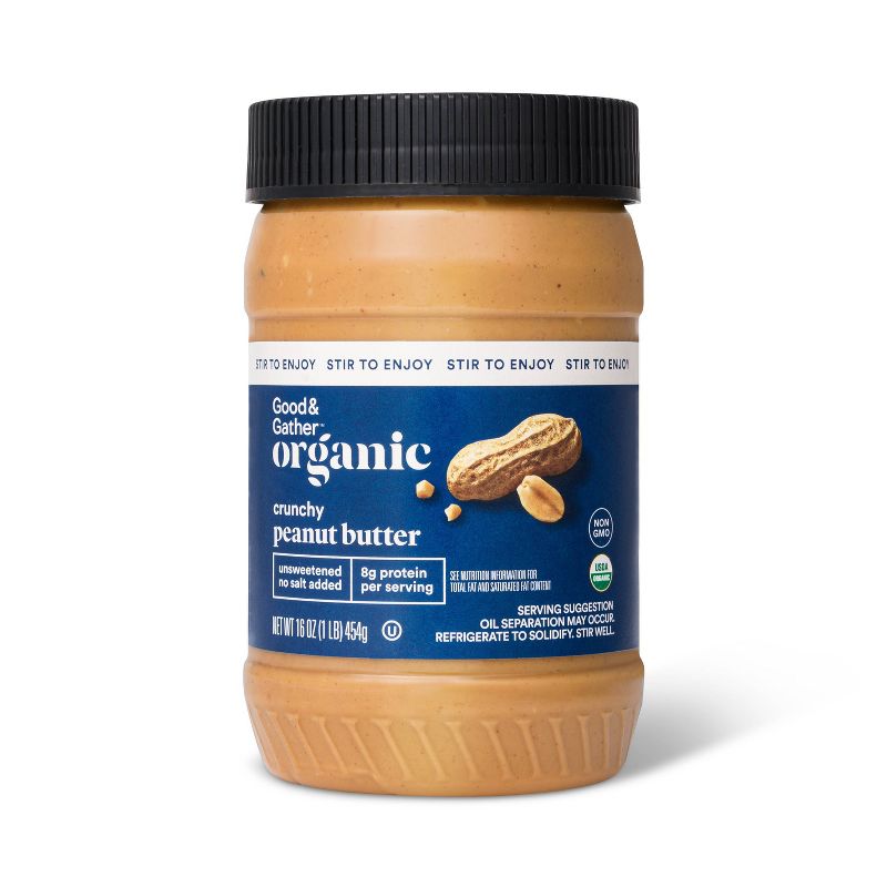 Organic Stir Crunchy Peanut Butter - 16oz - Good & Gather&#8482;, 1 of 4