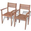 vidaXL Stackable Chair Set of 2 Warm natural wood Solid teak wood Medium - 2 of 4