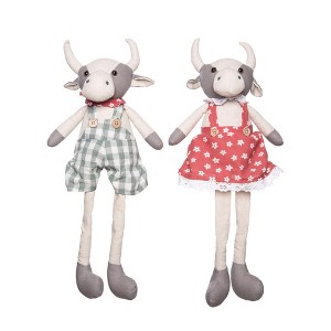 Transpac Plush Sweet Cow Shelf Sitter Set of 2 Spring Home Decorations - 1 of 1