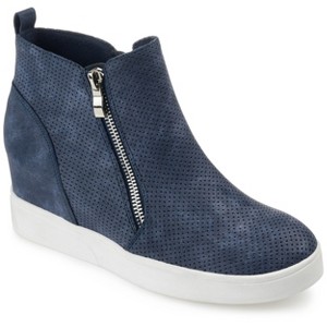Journee Collection Womens Pennelope Round Toe Double Zip Wedge Sneakers - 1 of 4