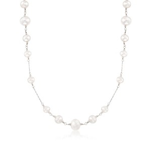 Ross-Simons 6-10mm Cultured Pearl Station Necklace in Sterling Silver - 1 of 4