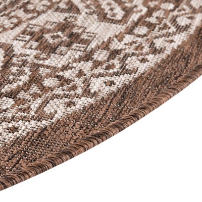 Elegant Outdoor Aztec 8' x 10' Brown Oval Synthetic Area Rug
