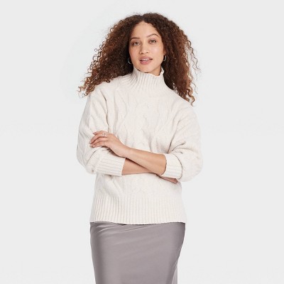 Women's Cozy Knit Mock Turtleneck Pullover Sweater