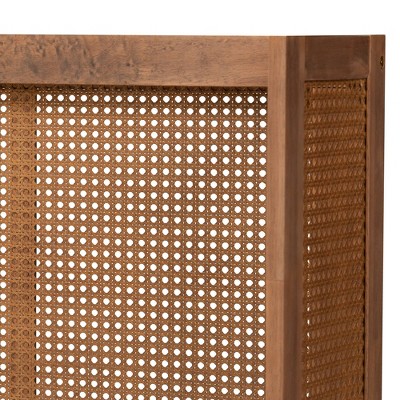 Rina Walnut and Rattan King Wrap-Around Headboard