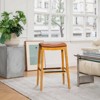 FURNIinspire Counter And Bar Stools Upholstered Faux Leather Barstools, Armless Barstools, Bar Chair Without Backrest, Wood color, 17"*20.25"*32" - 4 of 4