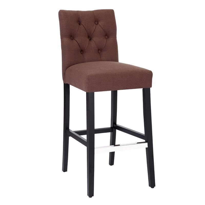 WestinTrends 29" Upholstered Linen Fabric Tufted Bar Stool Chair, 3 of 4