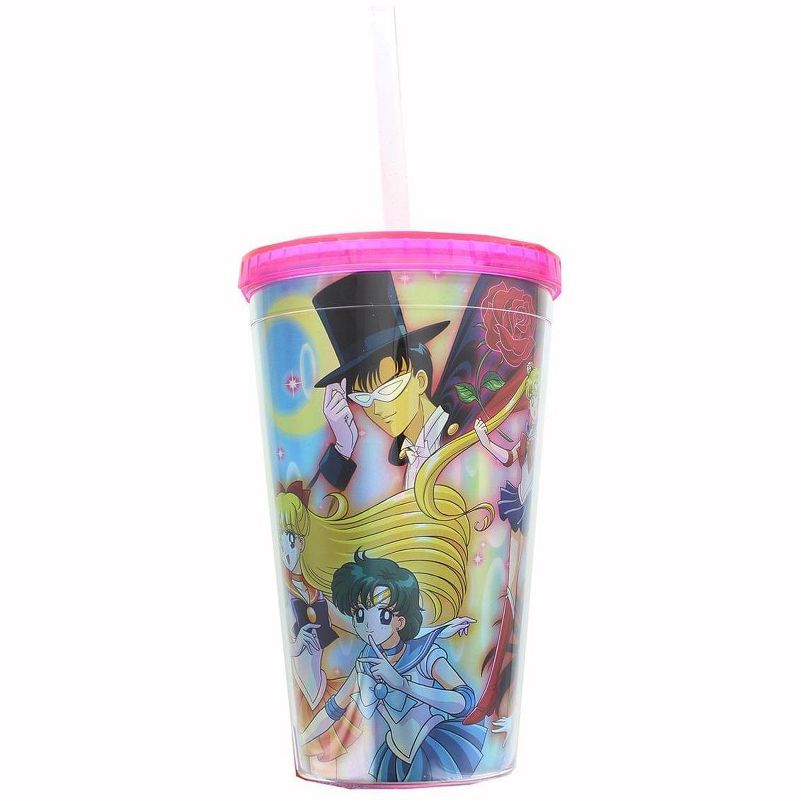Just Funky Sailor Moon Cast Holographic Foil 16oz Carnival Cup w/ Straw & Lid, 1 of 3