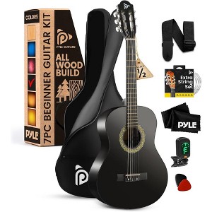 Pyle 34" Classic Guitar Kit, Hand-Crafted, Black Matte - 1 of 4