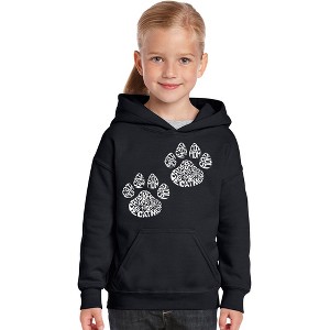 LA Pop Art Girl's Word Art Hooded Sweatshirt - Cat Mom - 1 of 4