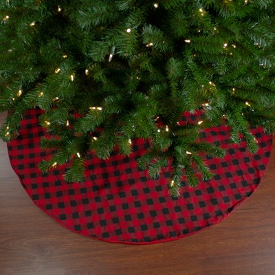 LANEABUY White Snowflake Red Black Plaid Christmas Tree Skirt Tree Skirt Xmas Tree Mat Holiday Party Decorations 36 Double Layers Tie Closure
