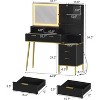 GustoWave Vanity Desk with Mirror and Lights, Makeup Vanity Desk with 5 Drawers & Shelves,3 Color Adjustable Lighting, Power Outlet, Dressing Table - 2 of 4