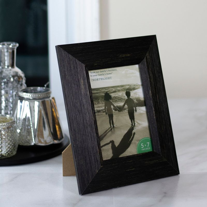 Northlight 10" Distressed Finish Black Picture Frame with Easel Back for 5" x 7" Photos, 2 of 7