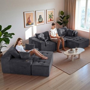 MAXYOYO 101" Modular Couch with Chaise and 49'' Boneless Chaise Lounge, Sofa in A Box, No Assembly Required, 3 Packages Shipping - 1 of 4