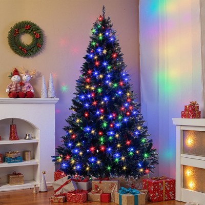 Whisen 6FT Prelit Artificial Christmas Tree with 920 Branch Tips, 280 LED Changing Lights, 11 Lighting Modes - Black