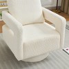 ACEPANO 29.13 Inch 360 Degree Square Wood Swivel Accent Chair With Removable Back Cushion-Beige - 3 of 4