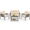 Costway 4 PCS Patio Furniture Set with Loveseat Tempered Glass Coffee Table & Soft Cushions - 2 of 4