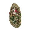 Roman 11.0 Inch Leaping Deer In Wreath Pine Cones Cardinals Fir Trees Animal Figurines - 3 of 3