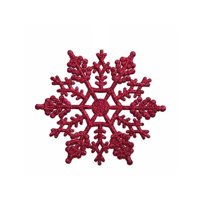 Northlight 24ct Glitter Snowflake Christmas Ornament Set 3.75" - Berry Red, 2 of 4
