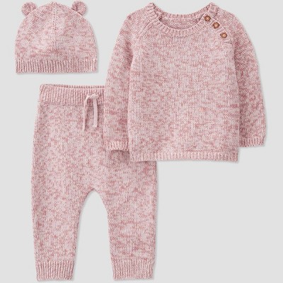 Carter's Just One You®️ Baby Girls' 3pc Marled Top & Bottom Set - Pink 3M