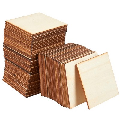 Juvale 60 Piece Unfinished Wood Cutouts for Crafts, Wooden Square Cutout Tile, 3 inch