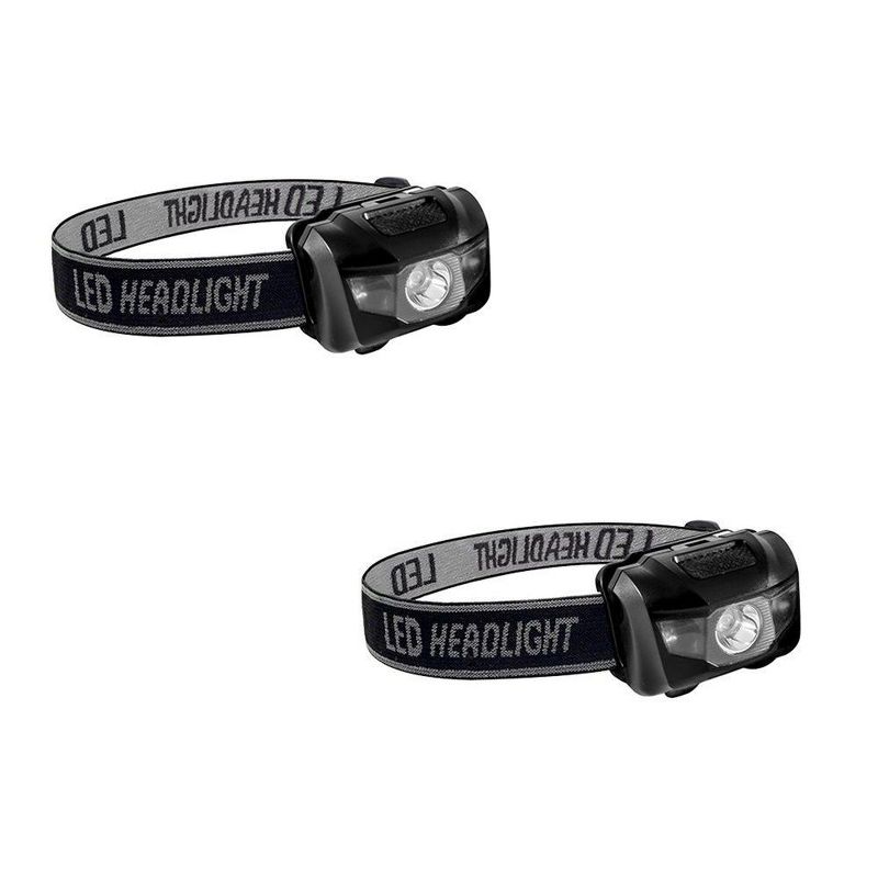 Link Bright LED Headlamp Flashlight 4 Modes Adjustable Strap Great For Running Camping Hiking Reading 2 Pack, 1 of 6