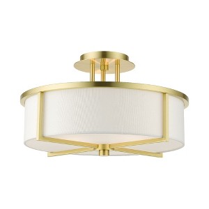 Livex Lighting Wesley 3 - Light Semi-Flush Mount in  Satin Brass - 1 of 2