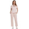 Coolmee Womens 2 Piece Outfit Lounge Set Cap Sleeve Polo Top And Pant Set Tracksuit Travel Matching Outfit - 2 of 4