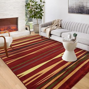 Modern Abstract Area Rug Colorful Throw Carpet Contemporary Area Rugs - 1 of 4