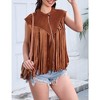 Whizmax Women's Fringe Vest 70s Denim Zip Up Jacket Hippie Sleeveless Loose Costume - 4 of 4