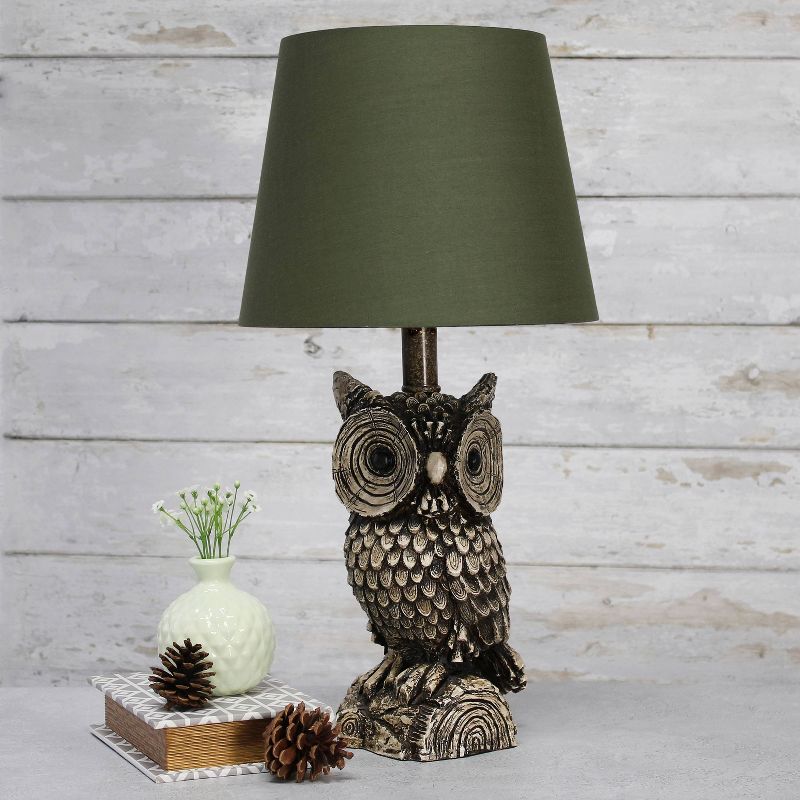 19.85" Woodland Tall Contemporary Night Owl Novelty Bedside Table Desk Lamp - Simple Designs, 3 of 12