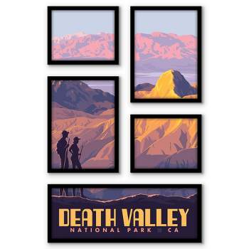 Americanflat Death Valley National Park Hiking 5 Piece Grid Wall Art Room Decor Set - Landscape Vintage Modern Home Decor Wall Prints