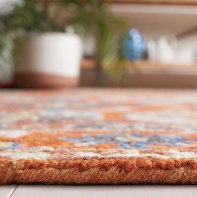 Ivory and Rust Handmade Wool Tufted Rectangular Area Rug 5' x 8'