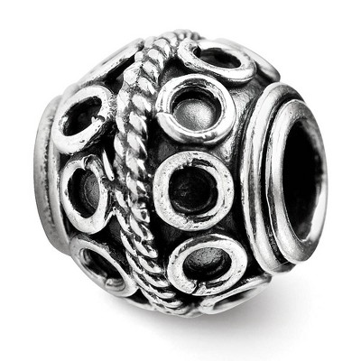 Black Bow Jewelry Sterling Silver Antiqued Artisan Circle & Rope Design Bead Charm